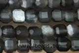 CUBE14 15 inches 3mm faceted cube black obsidian gemstone beads