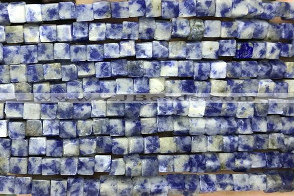CUBE140 15 inches 4mm cube blue spot stone gemstone beads