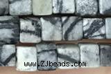 CUBE141 15 inches 4mm cube black water jasper gemstone beads