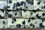 CUBE142 15 inches 4mm cube dalmatian jasper gemstone beads