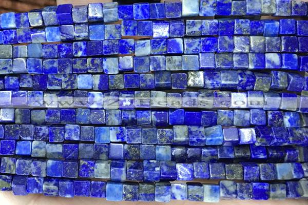 CUBE144 15 inches 4mm cube natural lapis lazuli beads