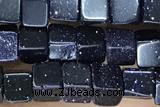 CUBE153 15 inches 4mm cube blue goldstone gemstone beads