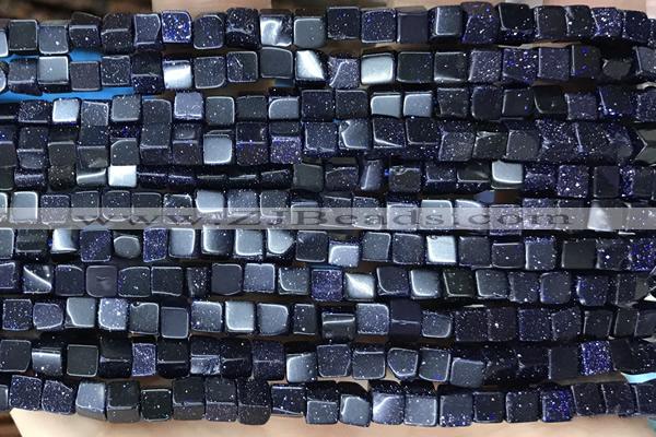 CUBE153 15 inches 4mm cube blue goldstone gemstone beads