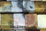 CUBE172 15 inches 6mm cube yellow crazy lace agate gemstone beads