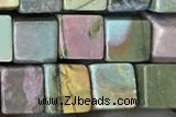 CUBE176 15 inches 6mm cube picasso jasper gemstone beads