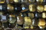 CUBE19 15 inches 3mm faceted cube yellow tiger eye gemstone beads