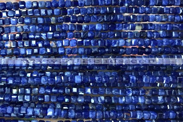 CUBE25 15 inches 2mm faceted cube sodalite gemstone beads