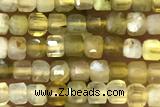 CUBE33 15 inches 2mm faceted cube yellow opal gemstone beads