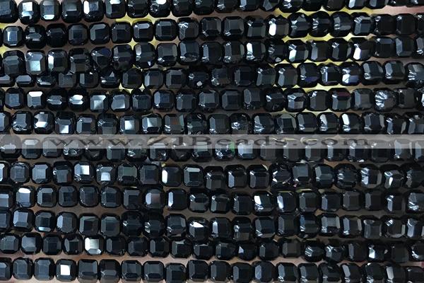 CUBE35 15 inches 3mm faceted cube black spinel gemstone beads