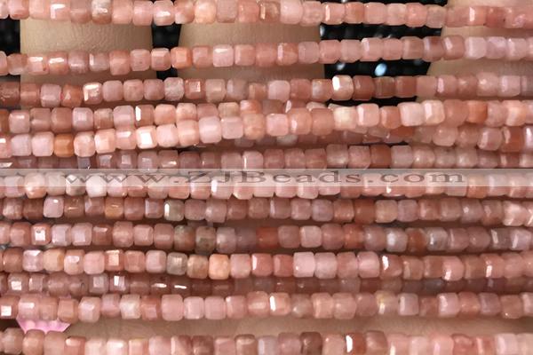CUBE37 15 inches 2.5mm faceted cube moonstone gemstone beads