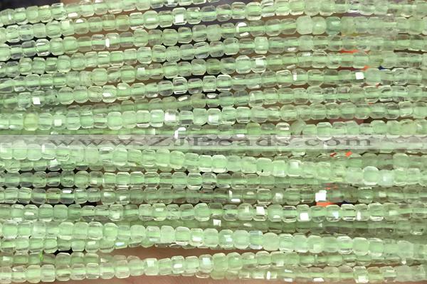 CUBE43 15 inches 2.5mm faceted cube prehnite gemstone beads