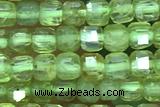 CUBE48 15 inches 3.5mm faceted cube olive quartz gemstone beads