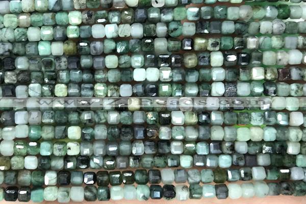 CUBE49 15 inches 3mm faceted cube emerald gemstone beads