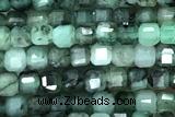 CUBE50 15 inches 2mm faceted cube emerald gemstone beads