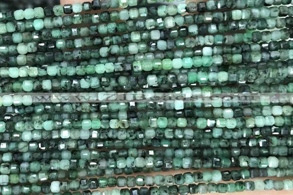 CUBE50 15 inches 2mm faceted cube emerald gemstone beads