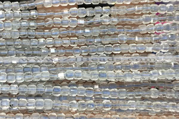 CUBE54 15 inches 3mm faceted cube quartz gemstone beads