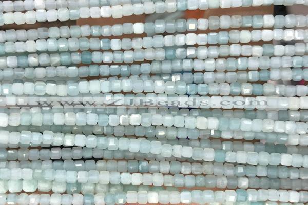CUBE58 15 inches 2.5mm faceted cube amazonite gemstone beads