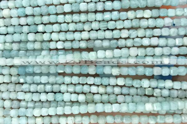 CUBE59 15 inches 2.5mm faceted cube amazonite gemstone beads