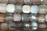 CUBE61 15 inches 3mm faceted cube moonstone gemstone beads