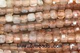 CUBE66 15 inches 2.5mm faceted cube sunstone gemstone beads