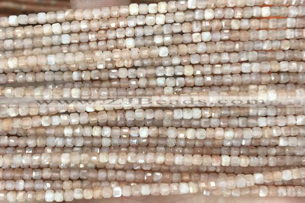 CUBE67 15 inches 2mm faceted cube moonstone gemstone beads
