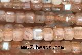 CUBE68 15 inches 2mm faceted cube sunstone gemstone beads