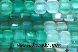 CUBE71 15 inches 2.5mm faceted cube green agate gemstone beads