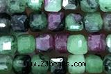 CUBE73 15 inches 3mm faceted cube ruby zoisite gemstone beads