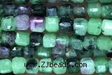 CUBE74 15 inches 2.5mm faceted cube ruby zoisite gemstone beads