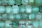 CUBE85 15 inches 3mm faceted cube green strawberry quartz beads