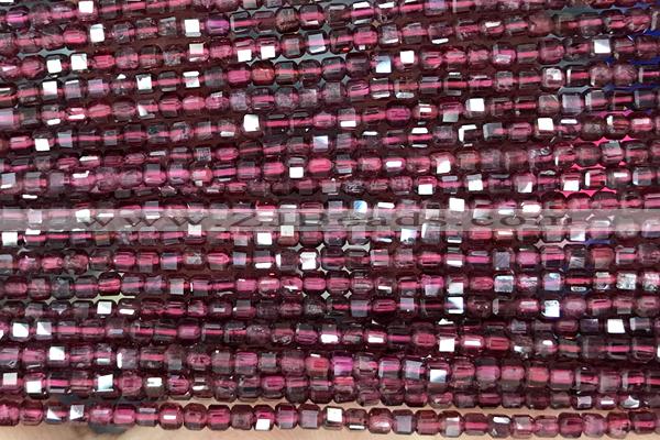CUBE88 15 inches 2mm faceted cube red garnet gemstone beads