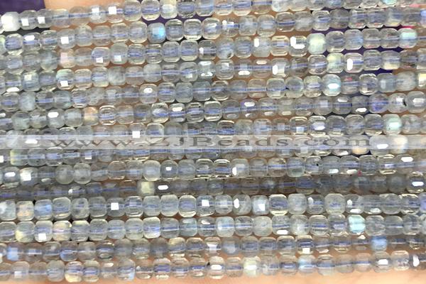 CUBE89 15 inches 3mm faceted cube labradorite gemstone beads