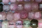 CUBE98 15 inches 3mm faceted cube tourmaline gemstone beads