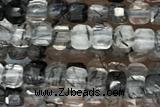 CUBE99 15 inches 2.5mm faceted cube black rutilated quartz gemstone beads