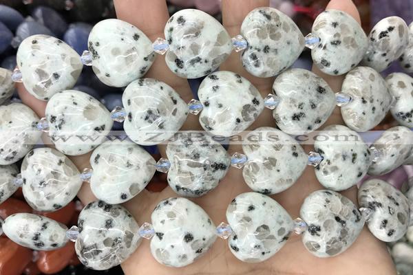 HEAR01 15 inches 20mm heart sesame jasper beads