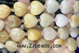HEAR09 15 inches 20mm heart yellow jade gemstone beads