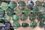 HEAR12 15 inches 20mm heart fluorite gemstone beads
