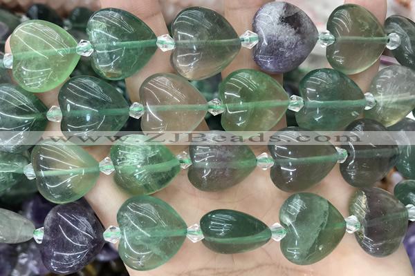 HEAR12 15 inches 20mm heart fluorite gemstone beads