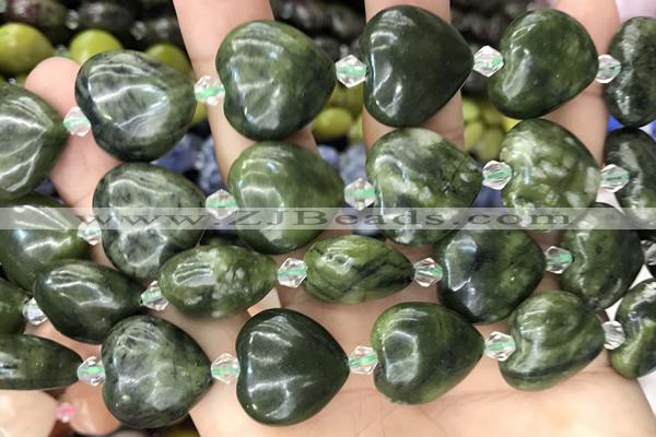 HEAR14 15 inches 20mm heart jade gemstone beads
