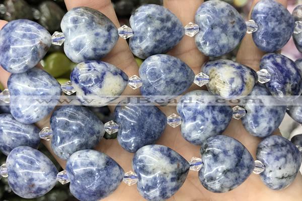 HEAR15 15 inches 20mm heart blue spot stone gemstone beads