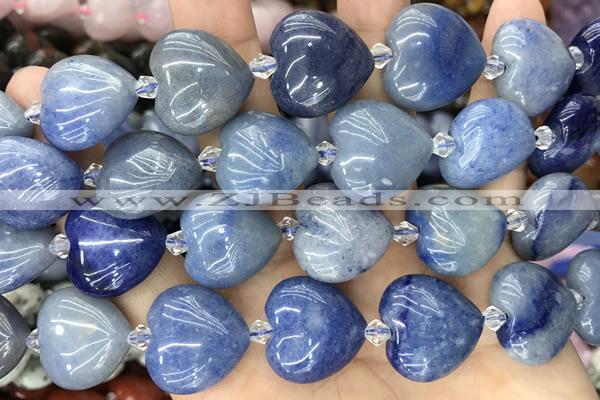 HEAR16 15 inches 20mm heart blue aventurine gemstone beads