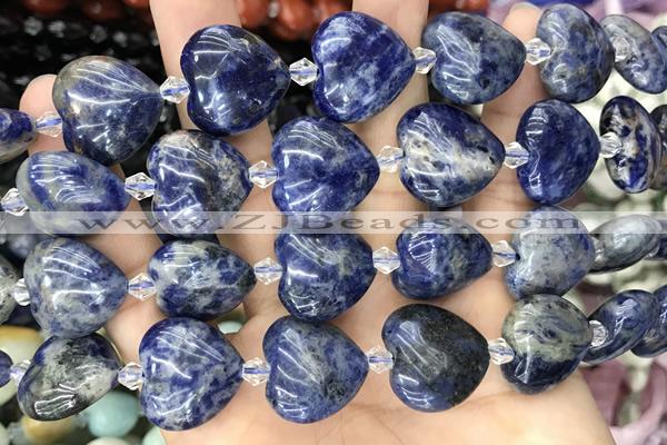 HEAR19 15 inches 20mm heart sodalite gemstone beads