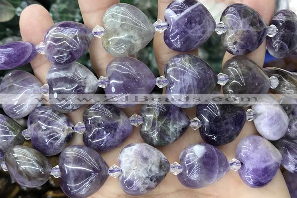 HEAR20 15 inches 20mm heart amethyst gemstone beads