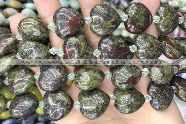 HEAR22 15 inches 20mm heart dragon blood jasper beads