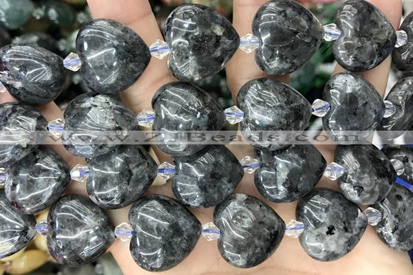 HEAR26 15 inches 20mm heart black labradorite gemstone beads