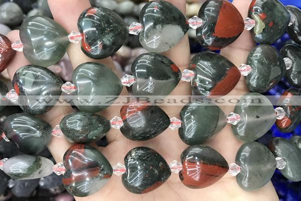 HEAR27 15 inches 20mm heart blood jasper gemstone beads