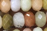 JADE02 15 inches 5*8mm faceted rondelle flower jade gemstone beads