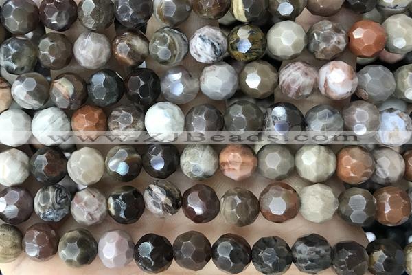 JASP01 15 inches 8mm faceted round wooden jasper gemstone beads