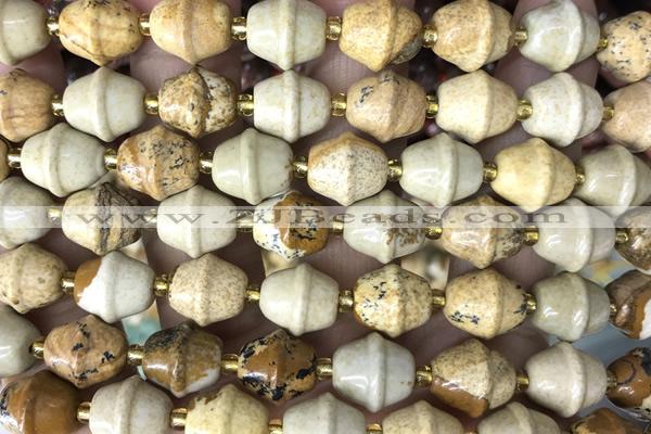 MIXE30 15 inches 9*11mm picture jasper gemstone beads