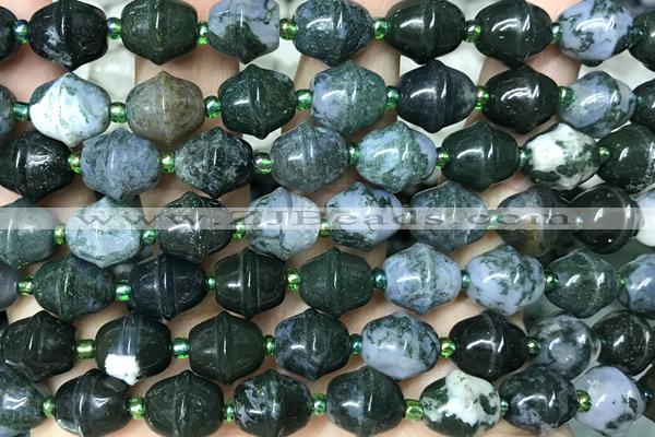 MIXE38 15 inches 9*11mm moss agate gemstone beads